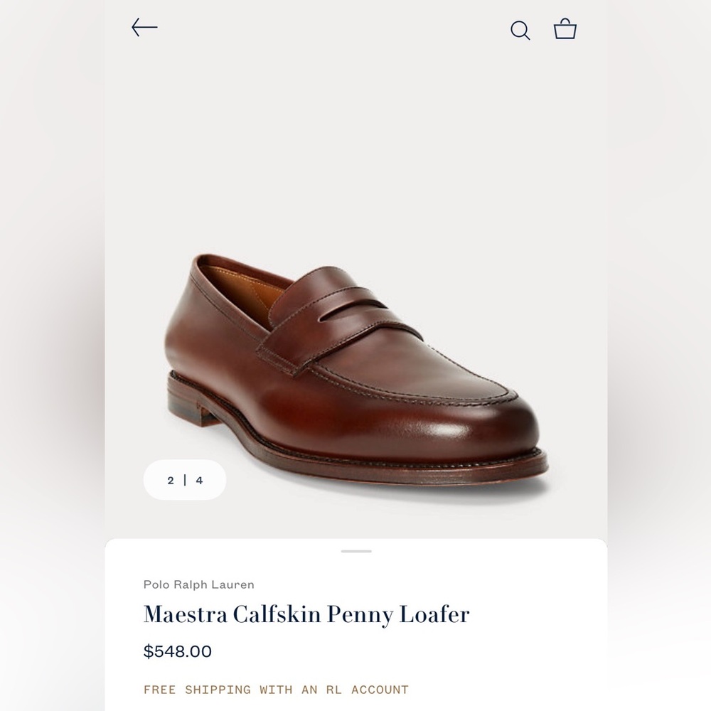 Polo Ralph Lauren Maestra Calfskin Loafer 9.5US Men